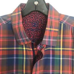 BUGATCHI Plaid Long Sleeve Shirt, L